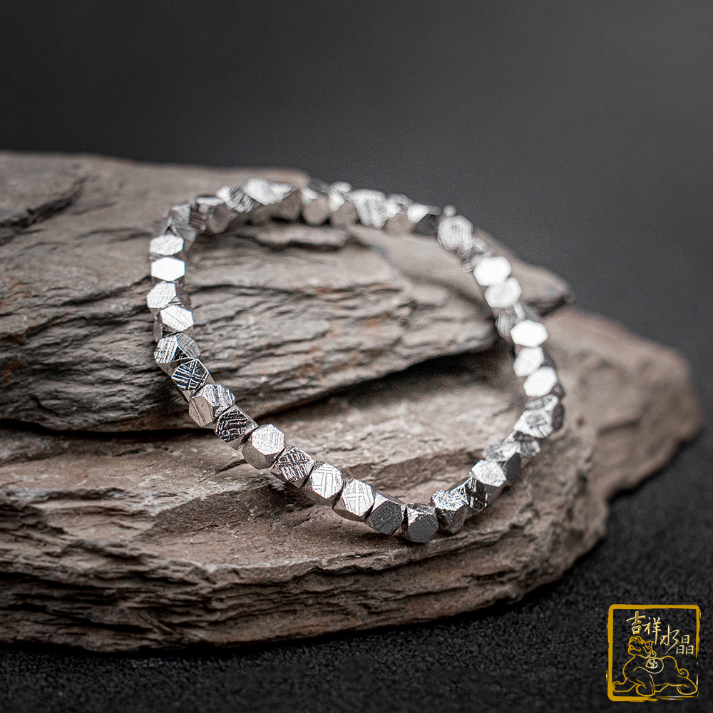 鎳鐵隕石-天鐵多切角手珠 4mm 增強磁場