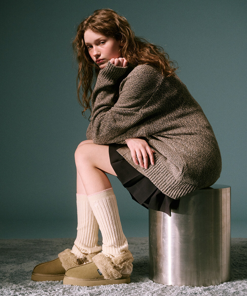 【Rockfishweatherwear♥] CLOUDY FLATFORM FUR SLINGBACK Rockfish Cloudy Flatform Fur Slingback -5colors