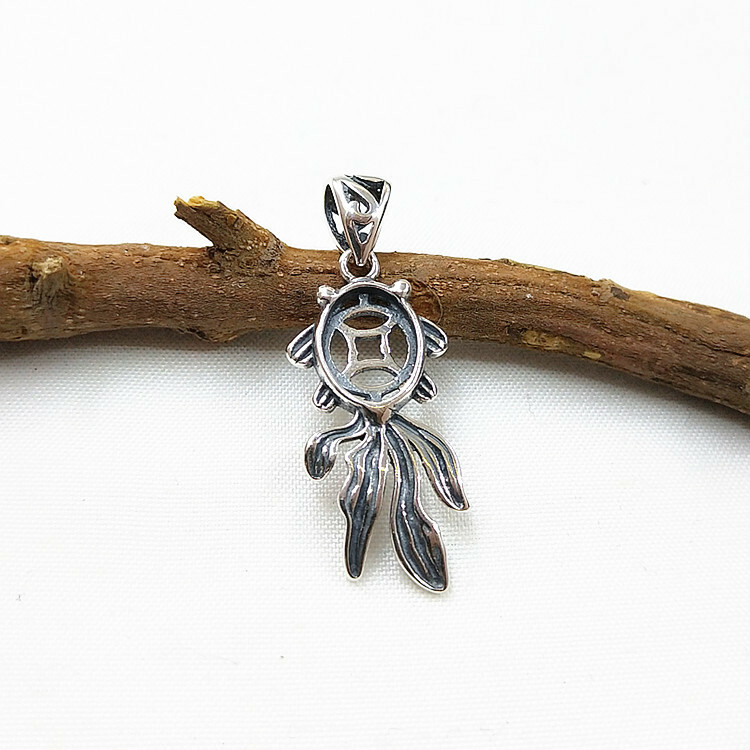 [原石] 925銀吊墜 水晶蛋面空拖 7x9mm