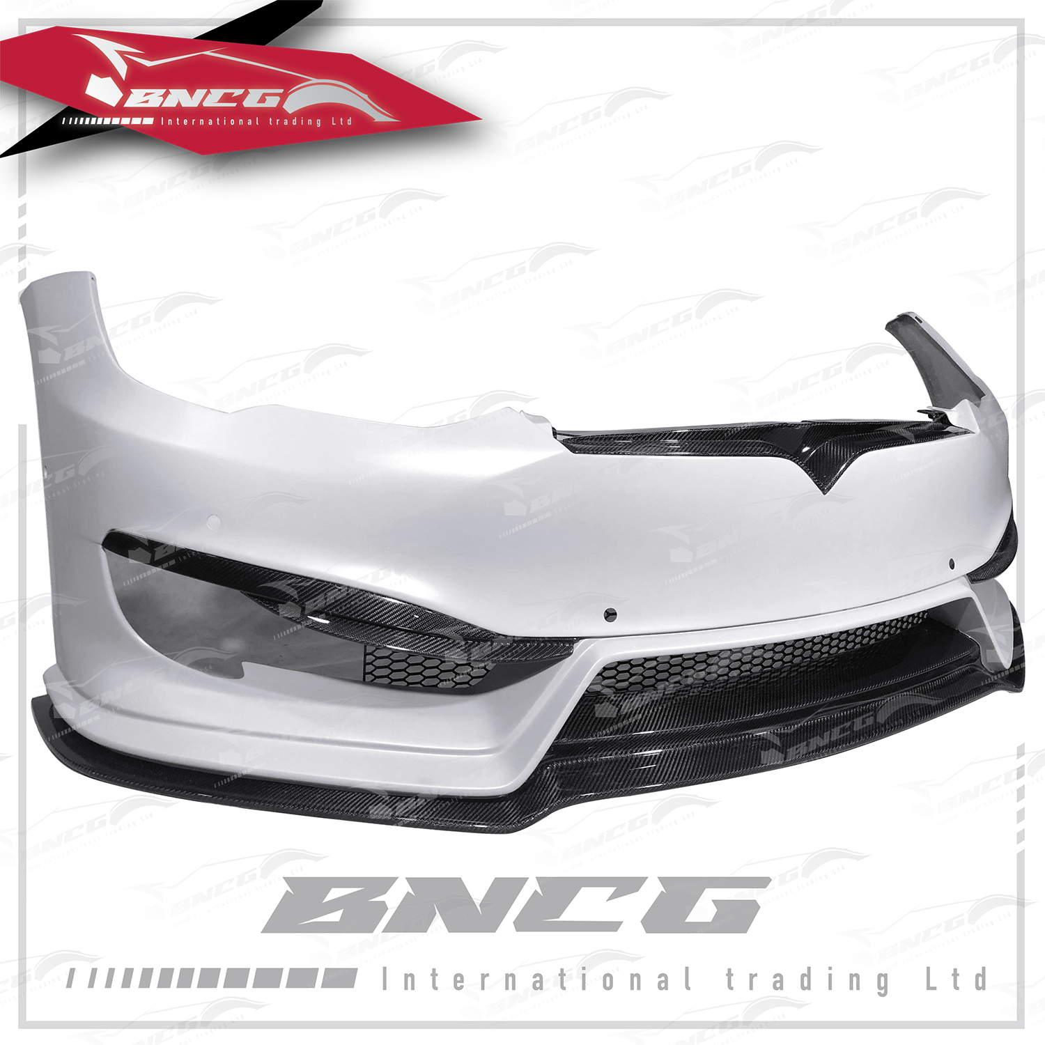 特斯拉 Tesla Model S 改裝 卡夢 碳纖維 外觀件 空力套件 PRIOR DESIGN款 前保桿 前下巴