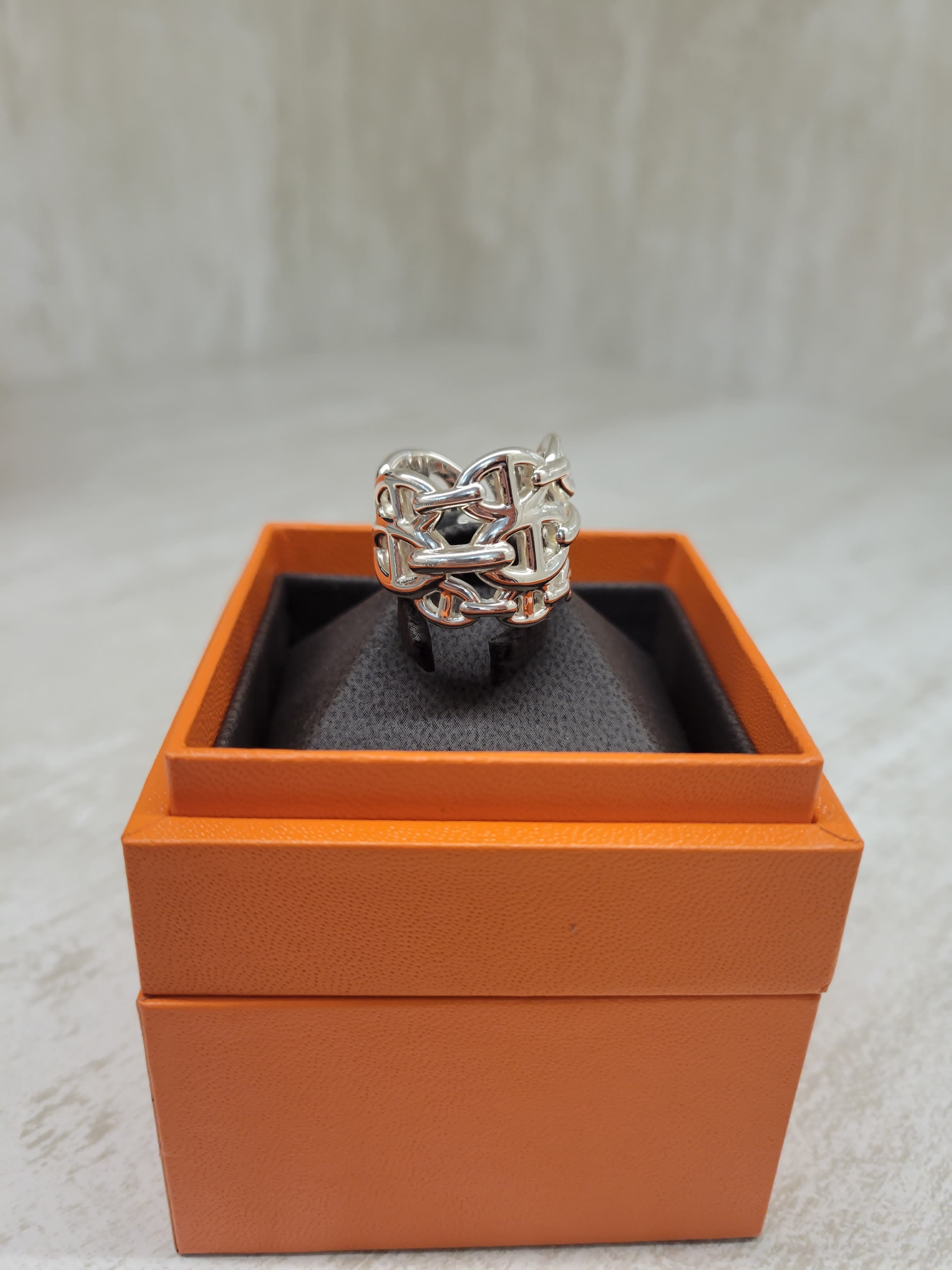 Hermes 925 Chaine d'ancre Enchainee ring 純銀豬鼻 粗戒指款