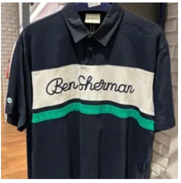 [S] BEN SHERMAN MEN'S COLLAR CHEST COLOR SHORT SLEEVE T-SHIRT,NAVY, BNBTS212M-NAVY (SBS28)