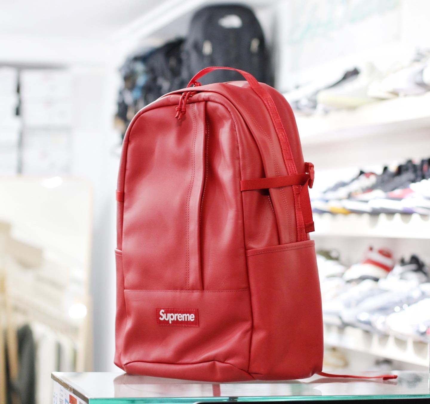 Supreme FW23 Leather Backpack 紅色 牛皮