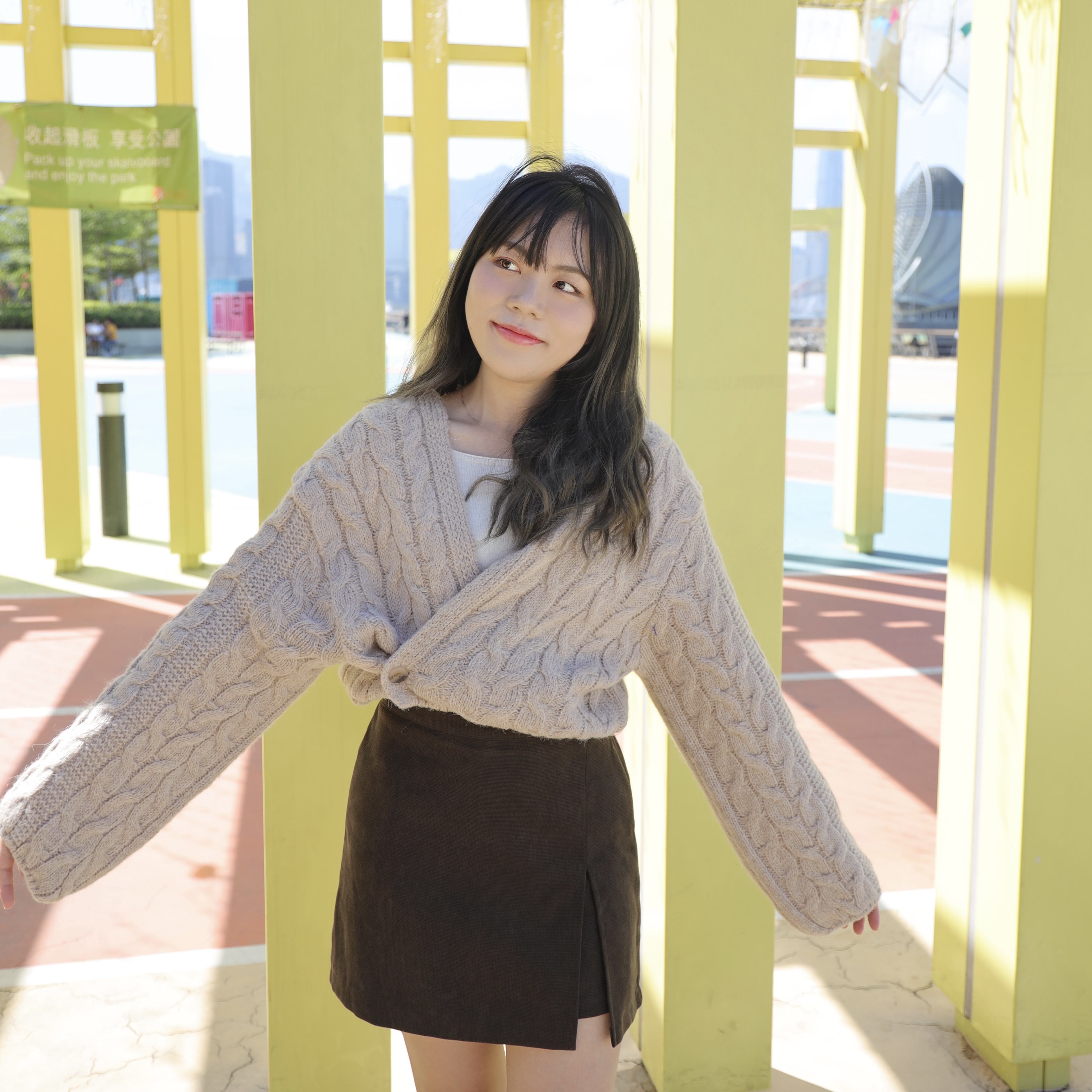 ||CA138||麻結鈕扣短身兩著針織外套