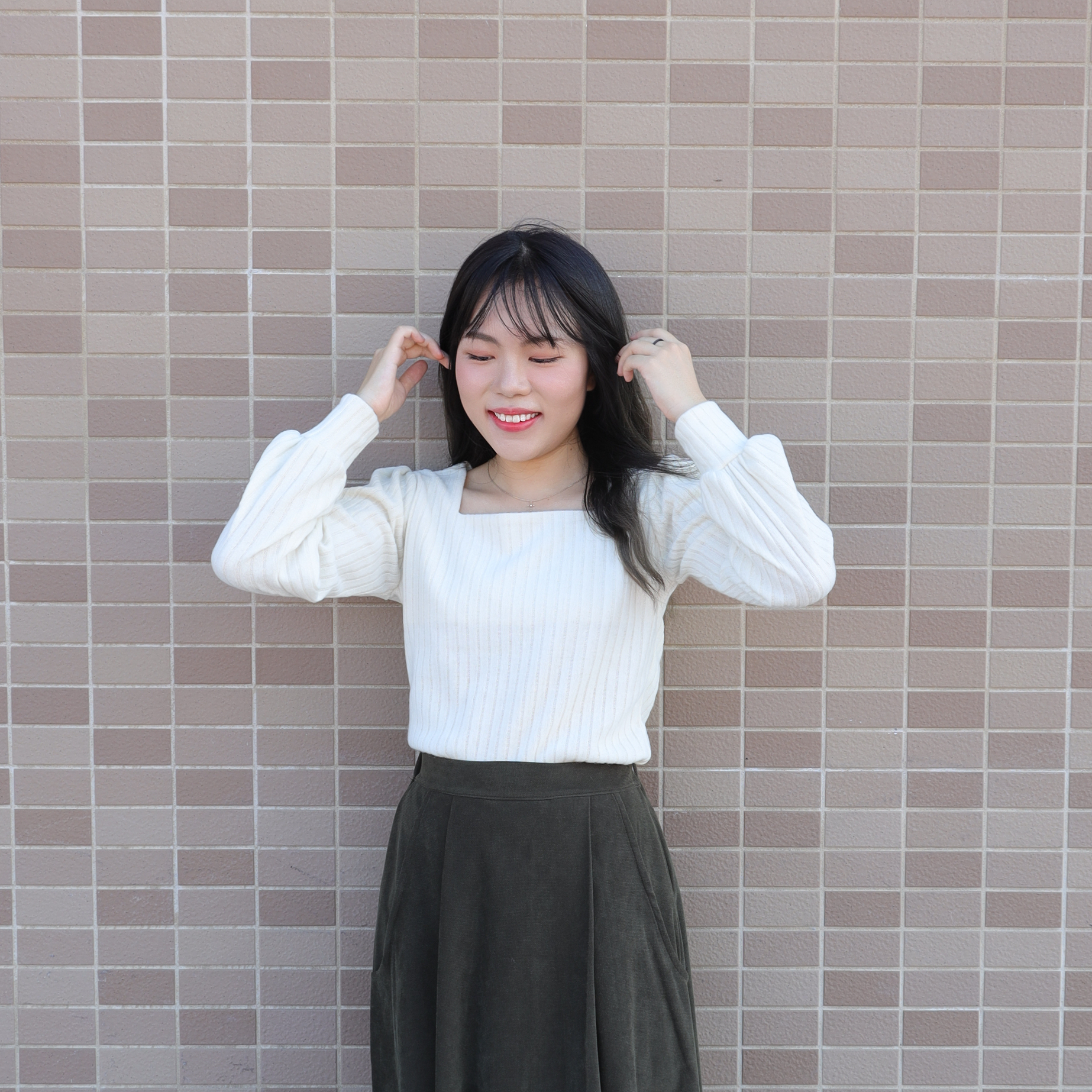 ||TOP443||方領直紋典雅棉質長TOP