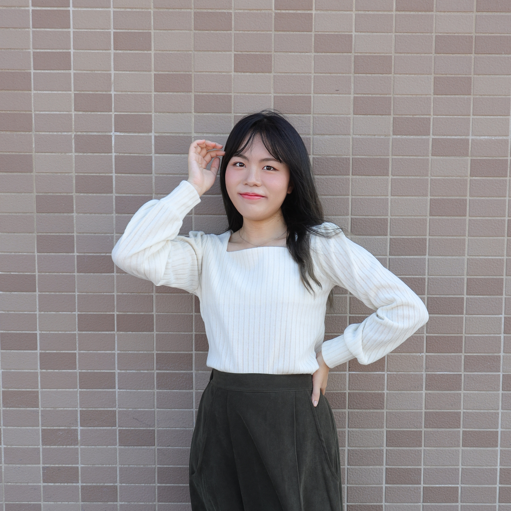 ||TOP443||方領直紋典雅棉質長TOP