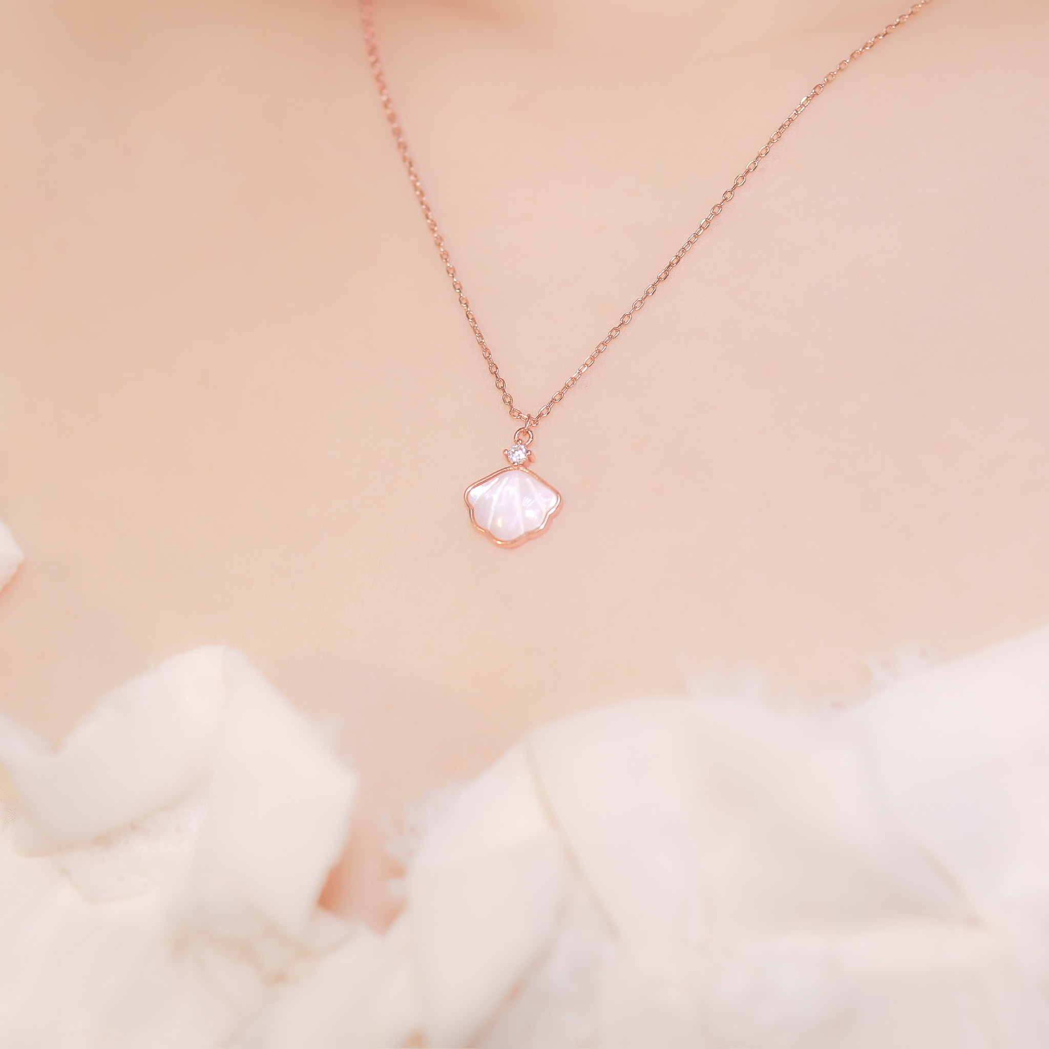 | 925 Silver・White Gold・Rose Gold | Pure Shell Necklace（Silver / Rose Gold） | NE0991 |