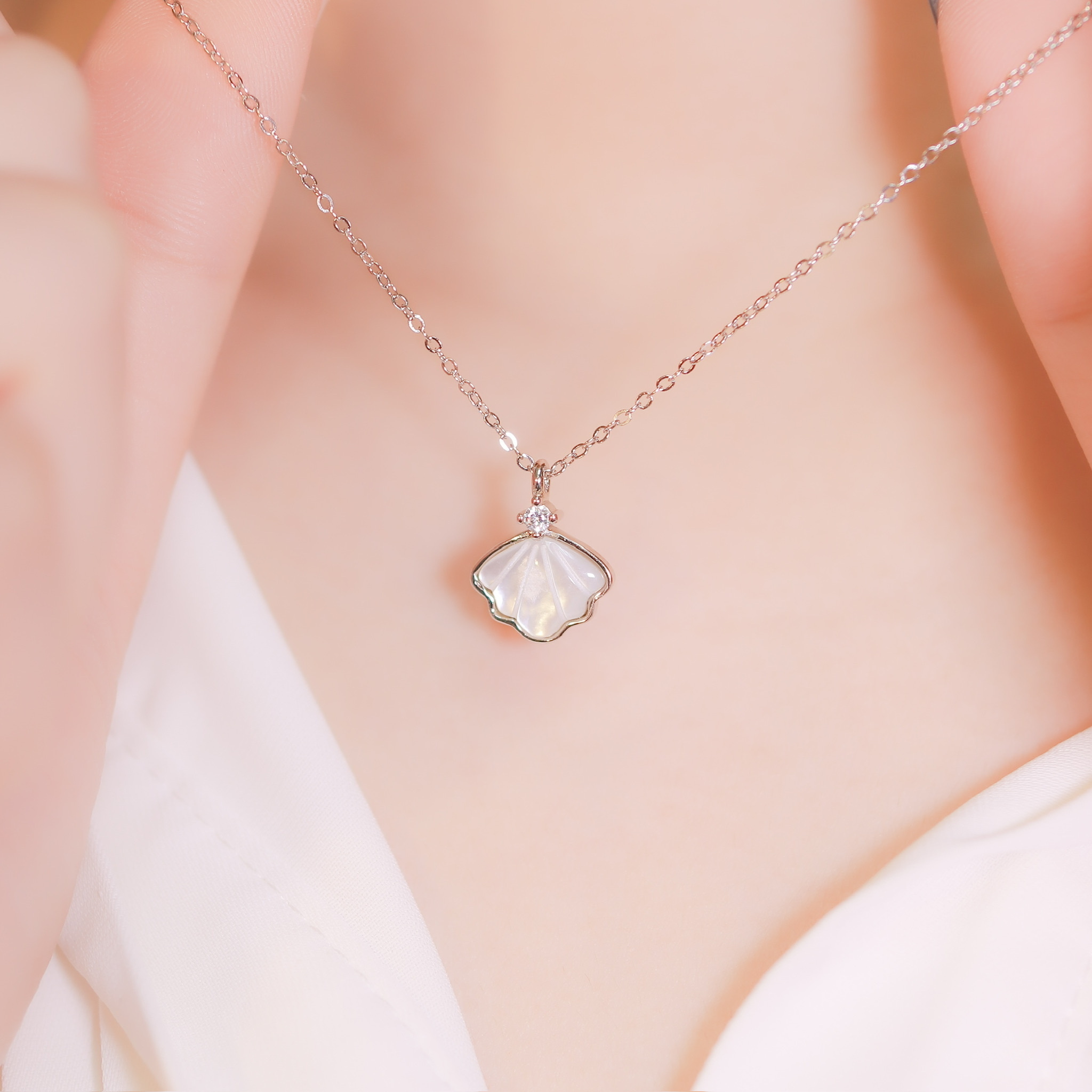| 925 Silver・White Gold・Rose Gold | Pure Shell Necklace（Silver / Rose Gold） | NE0991 |