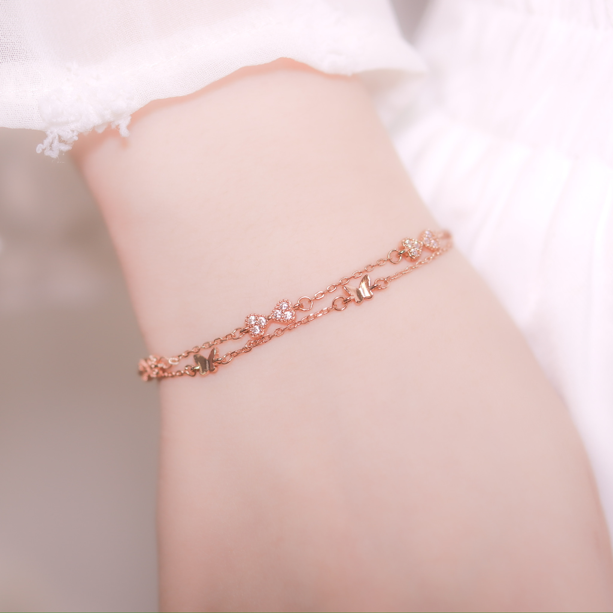 | 925 Silver・Rose Gold | The Bow Double Bracelet | BR0963 |