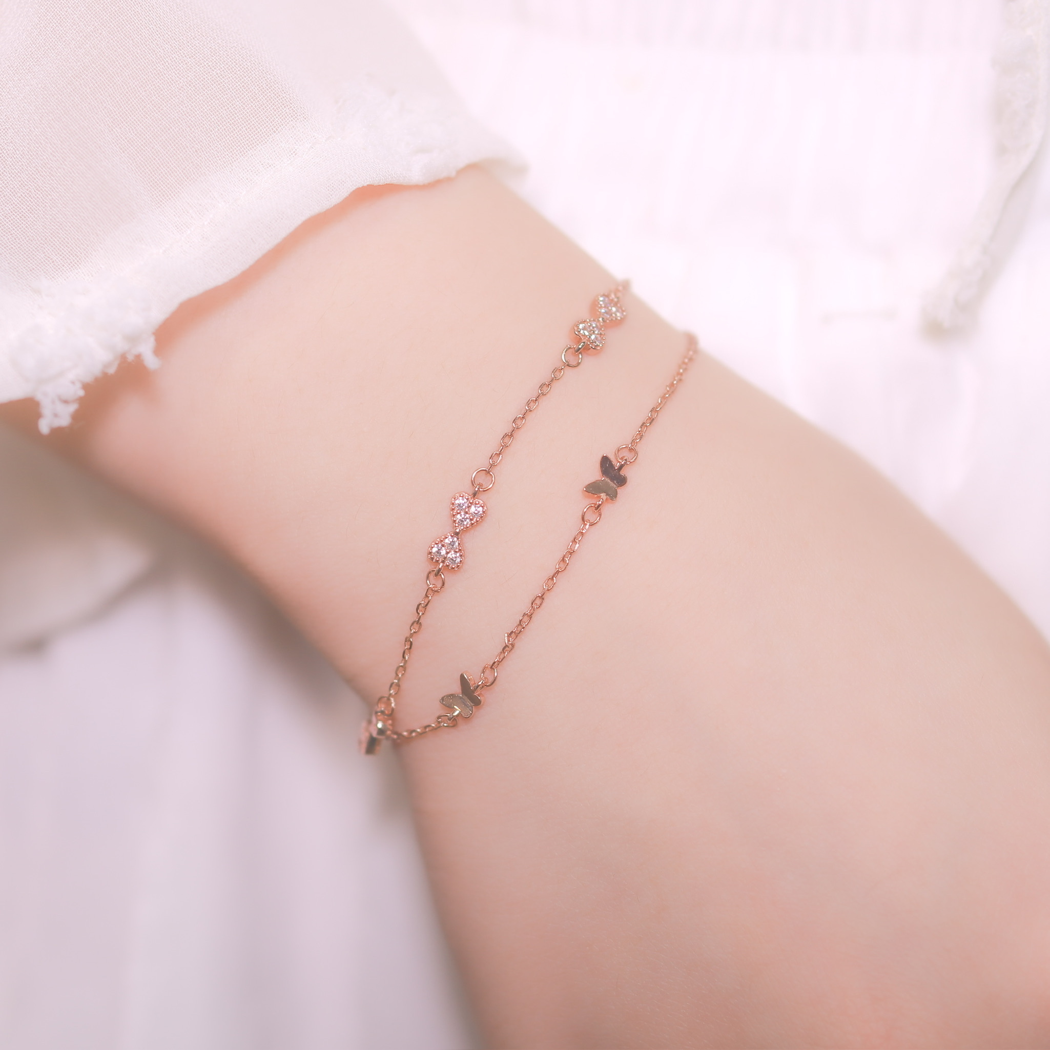 | 925 Silver・Rose Gold | The Bow Double Bracelet | BR0963 |