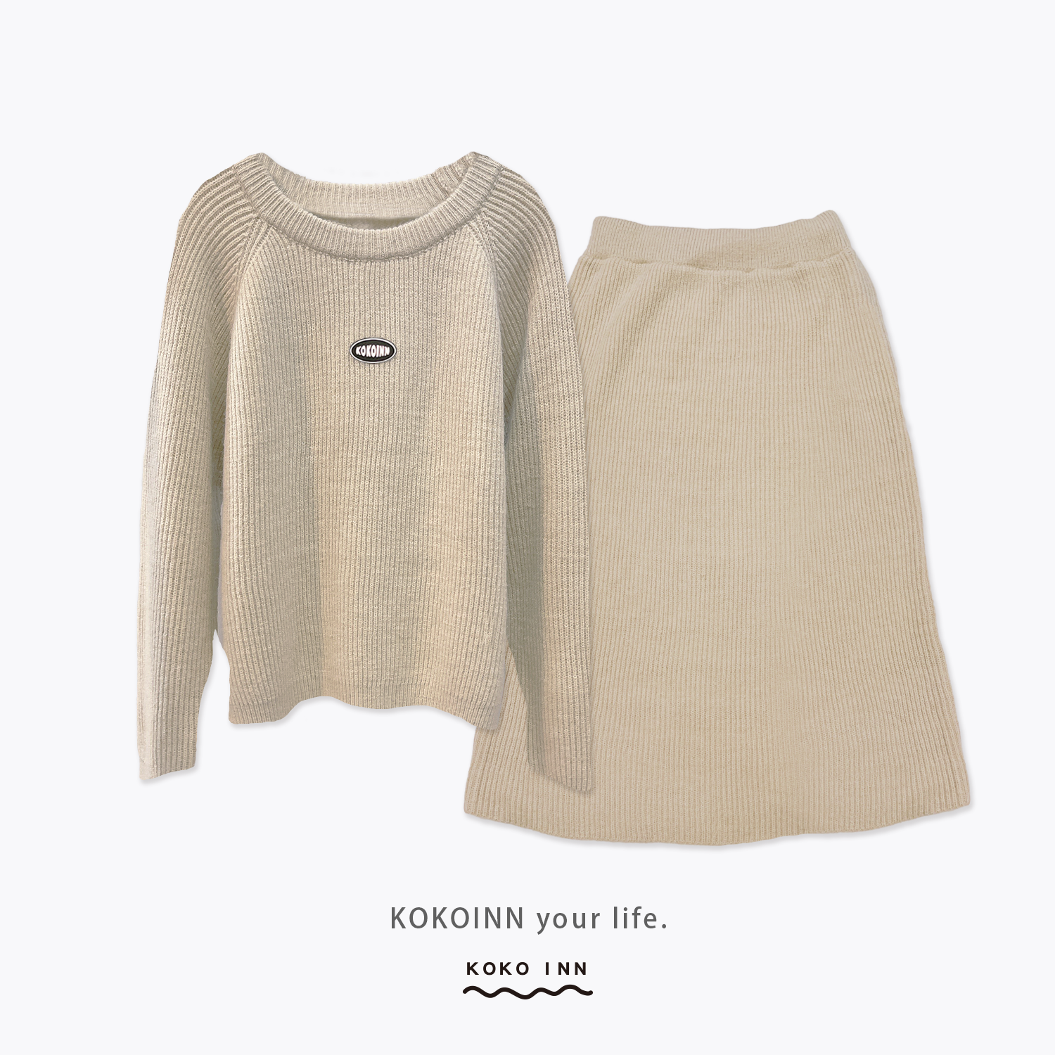 KOKOINN 針織圓領毛衣長裙套裝