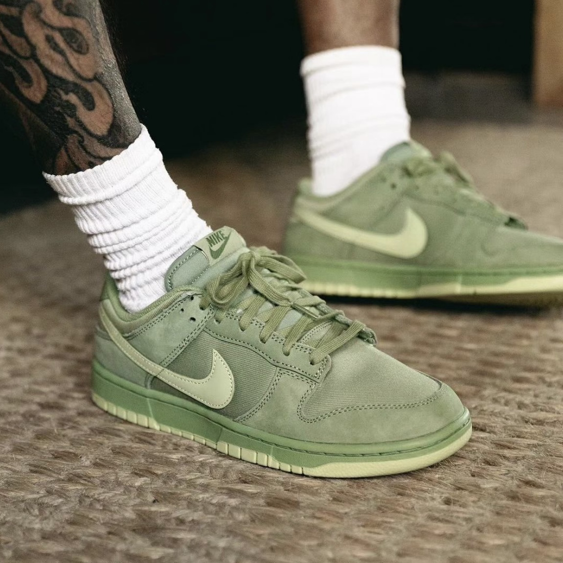 Nike Dunk Low Premium Oil Green 抹茶綠 橄欖綠 絨面 男鞋fb8895-300