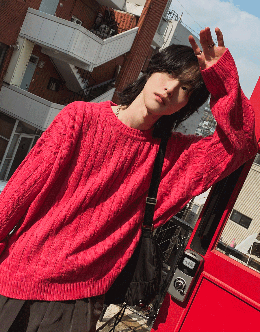 Ronnie麻花圓領針織衫上衣