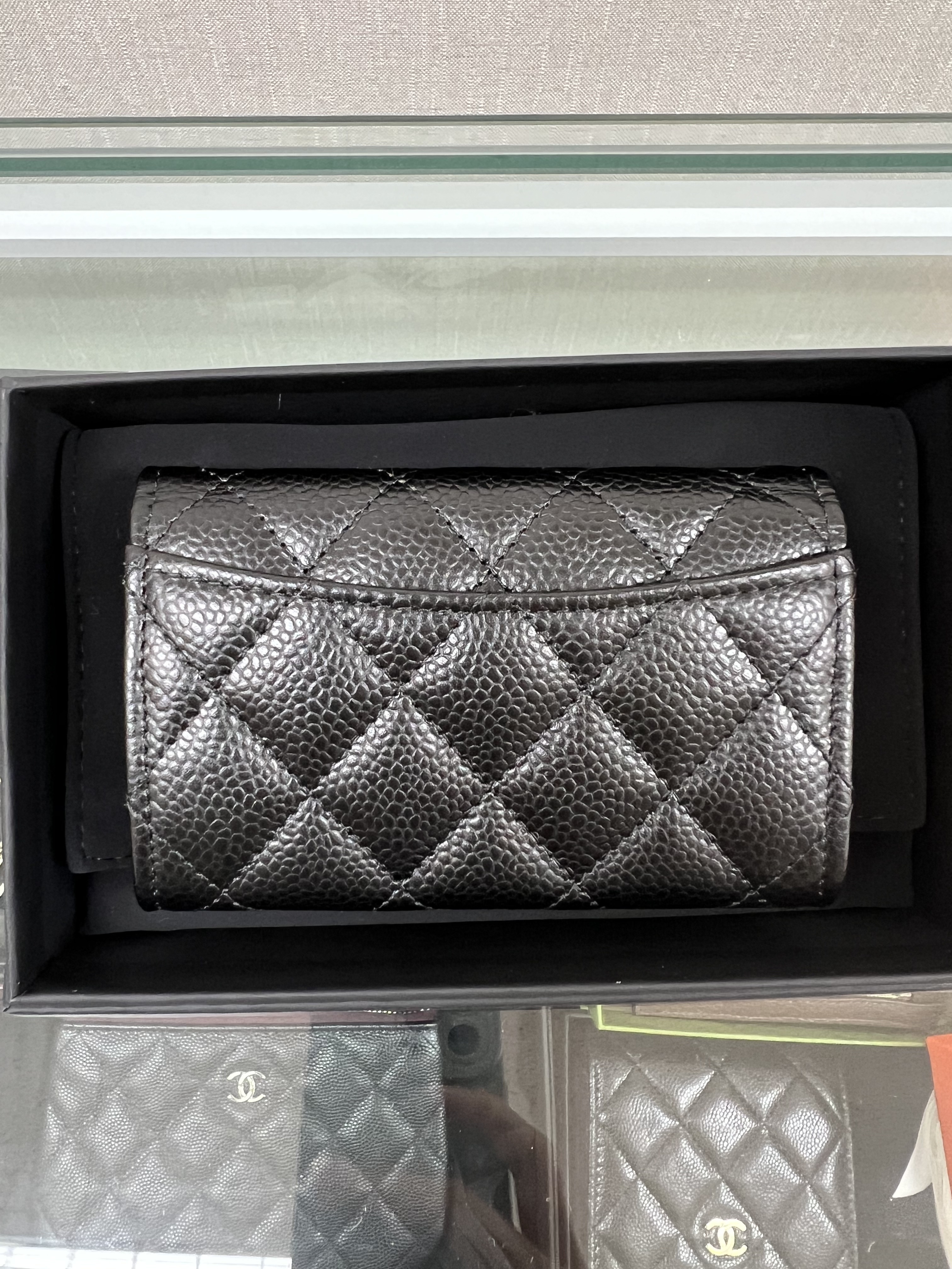*Unused* Chanel Classic Flap Card Holder (black caviar)