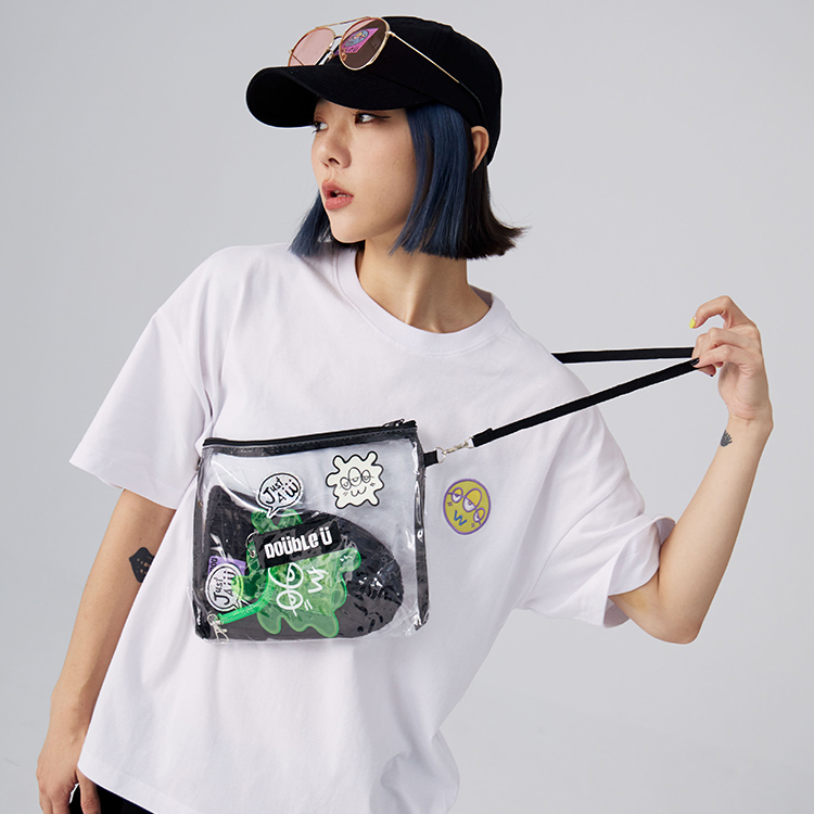 品牌LOGO貼布繡寬版短T｜白