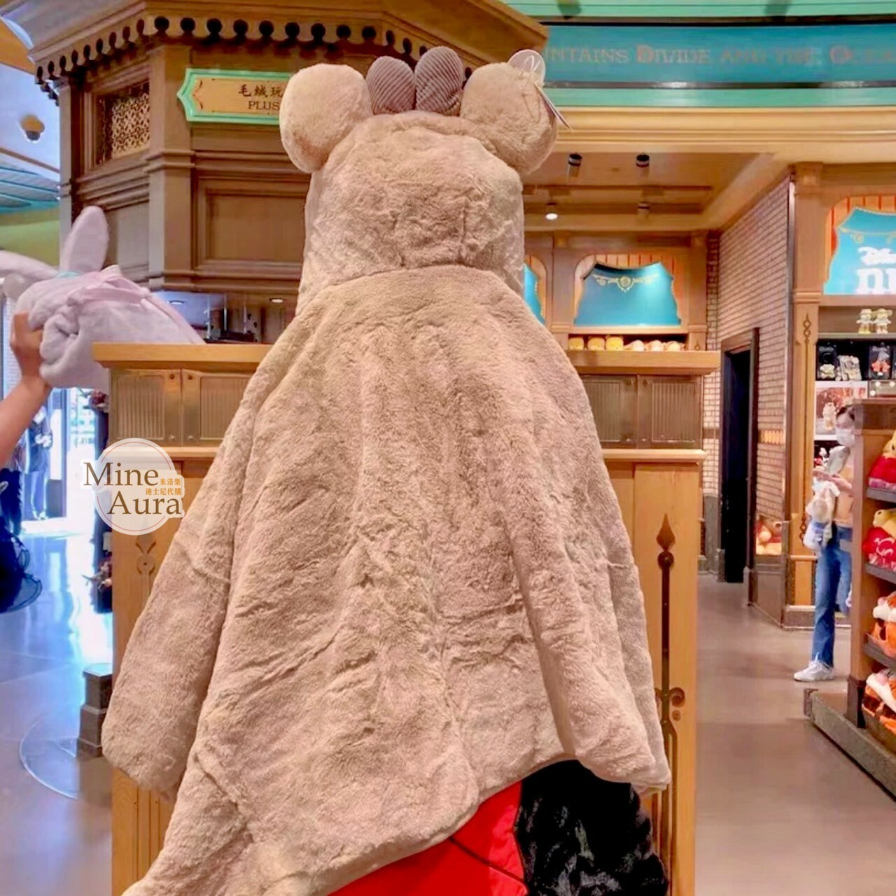 (現貨) 米妮 Minnie 蝴蝶結 米奇耳朵 連帽造型 披肩 毛毯 可摺疊收納 -上海迪士尼樂園