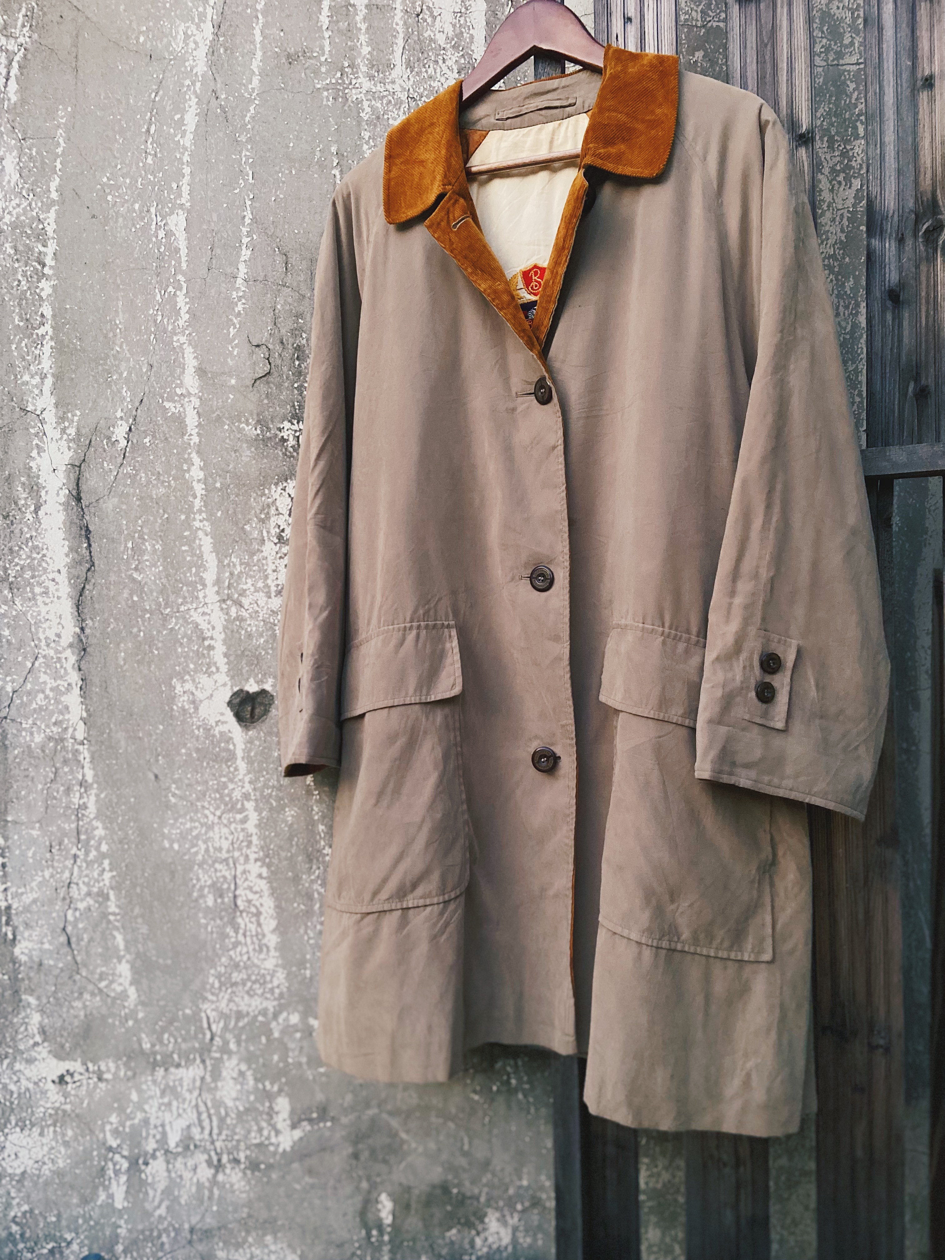 Burberry trench coat/overcoat古著雙排釦風衣/單排釦大衣-燈芯絨領