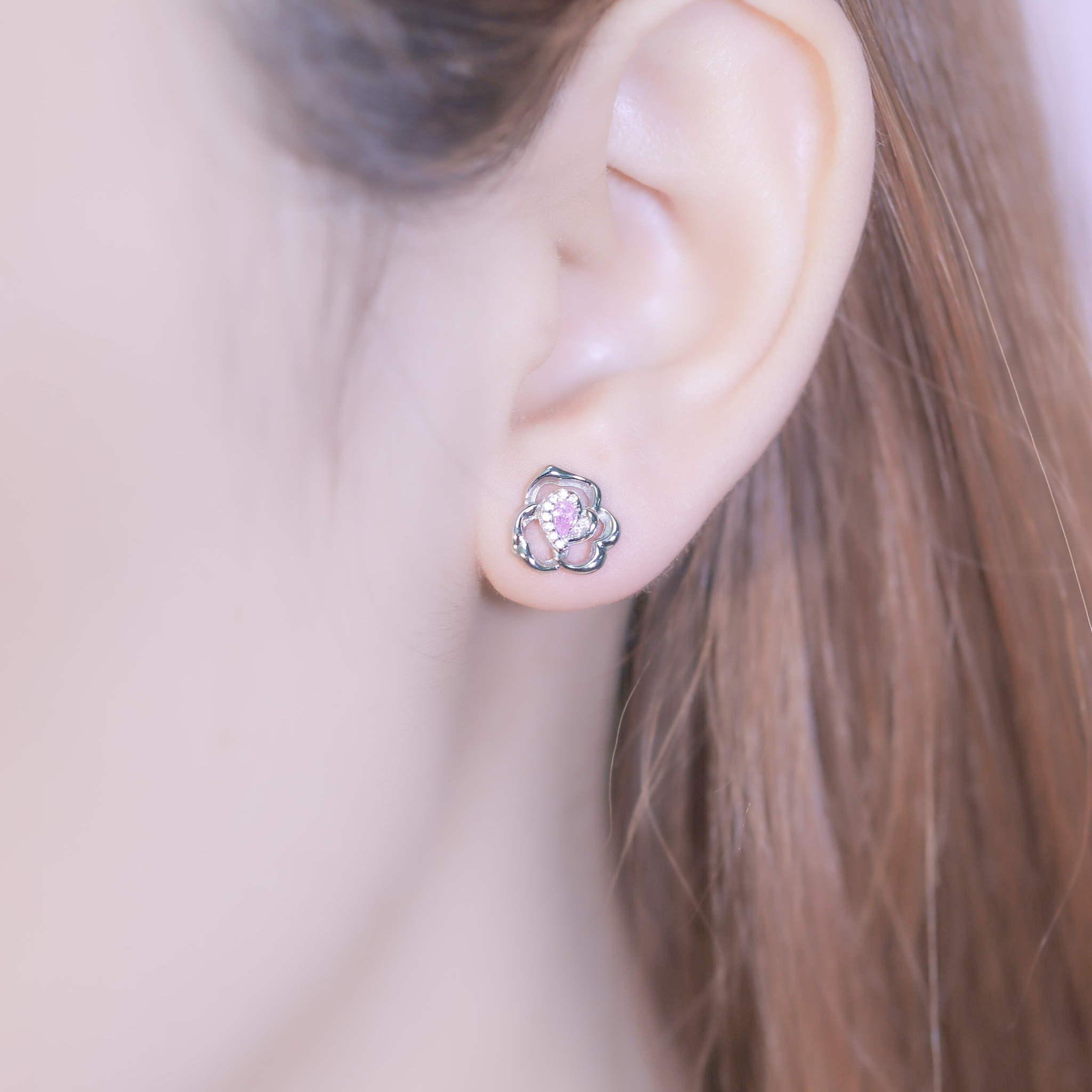 | 925純銀 | 小山茶花耳環 | EA0698 |