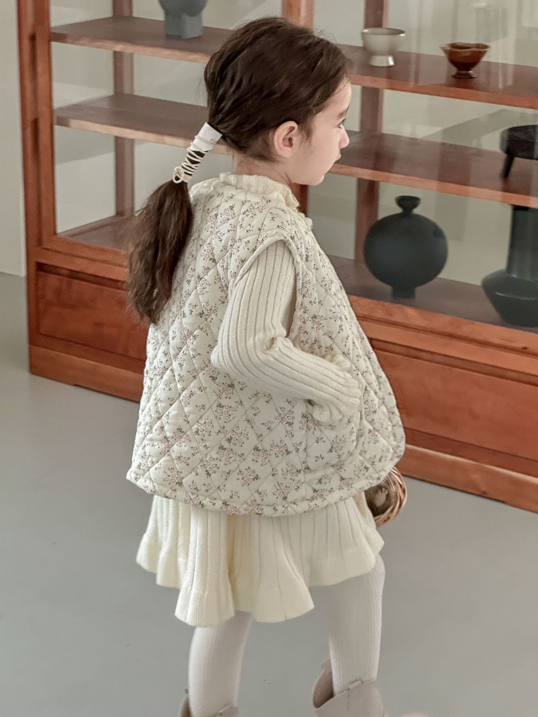 木耳邊針織坑條連衣裙