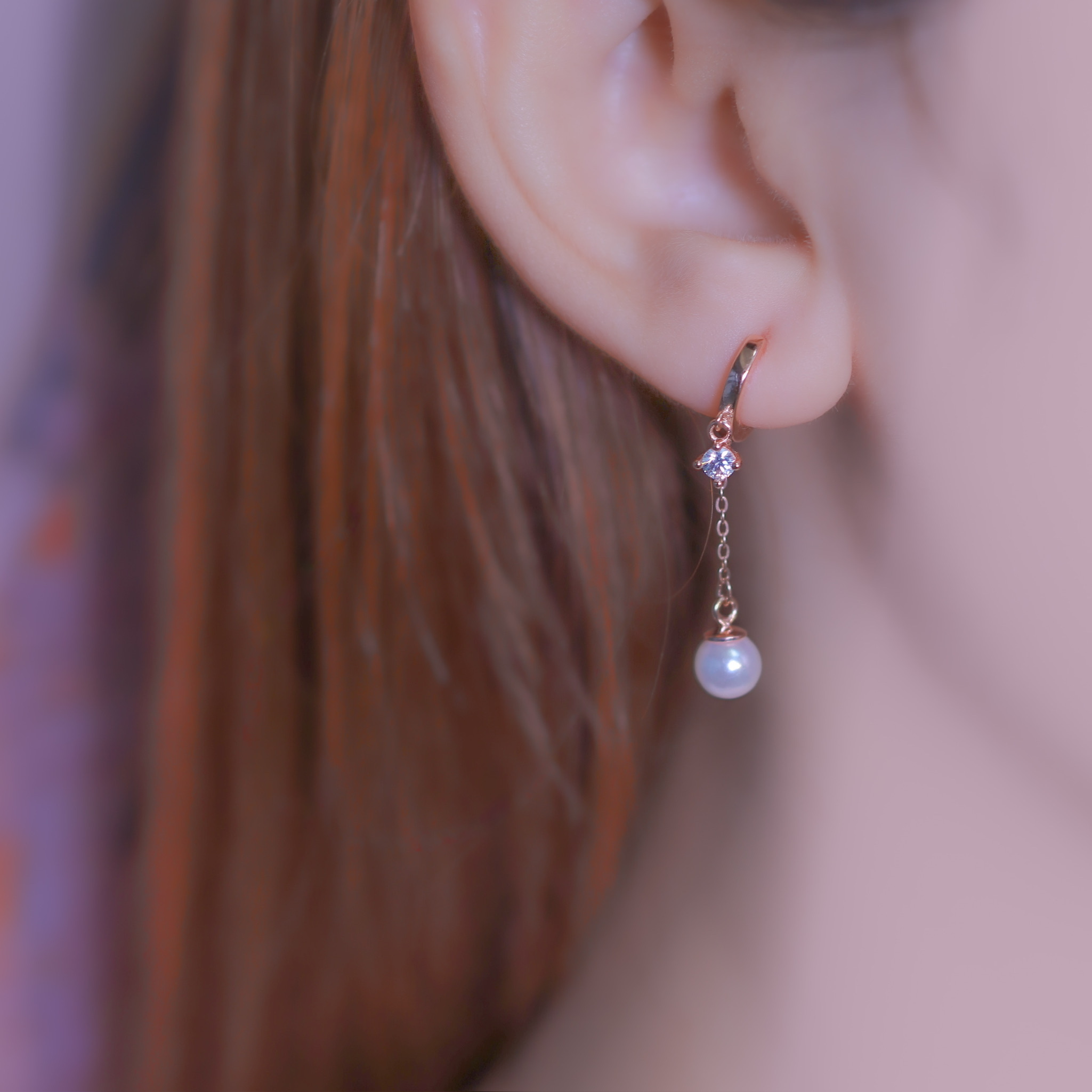 | 925 Silver・White Gold・Rose Gold・Pearl | Curtain Of Pearl Earrings（Silver / Rose Gold） | EA0700 |