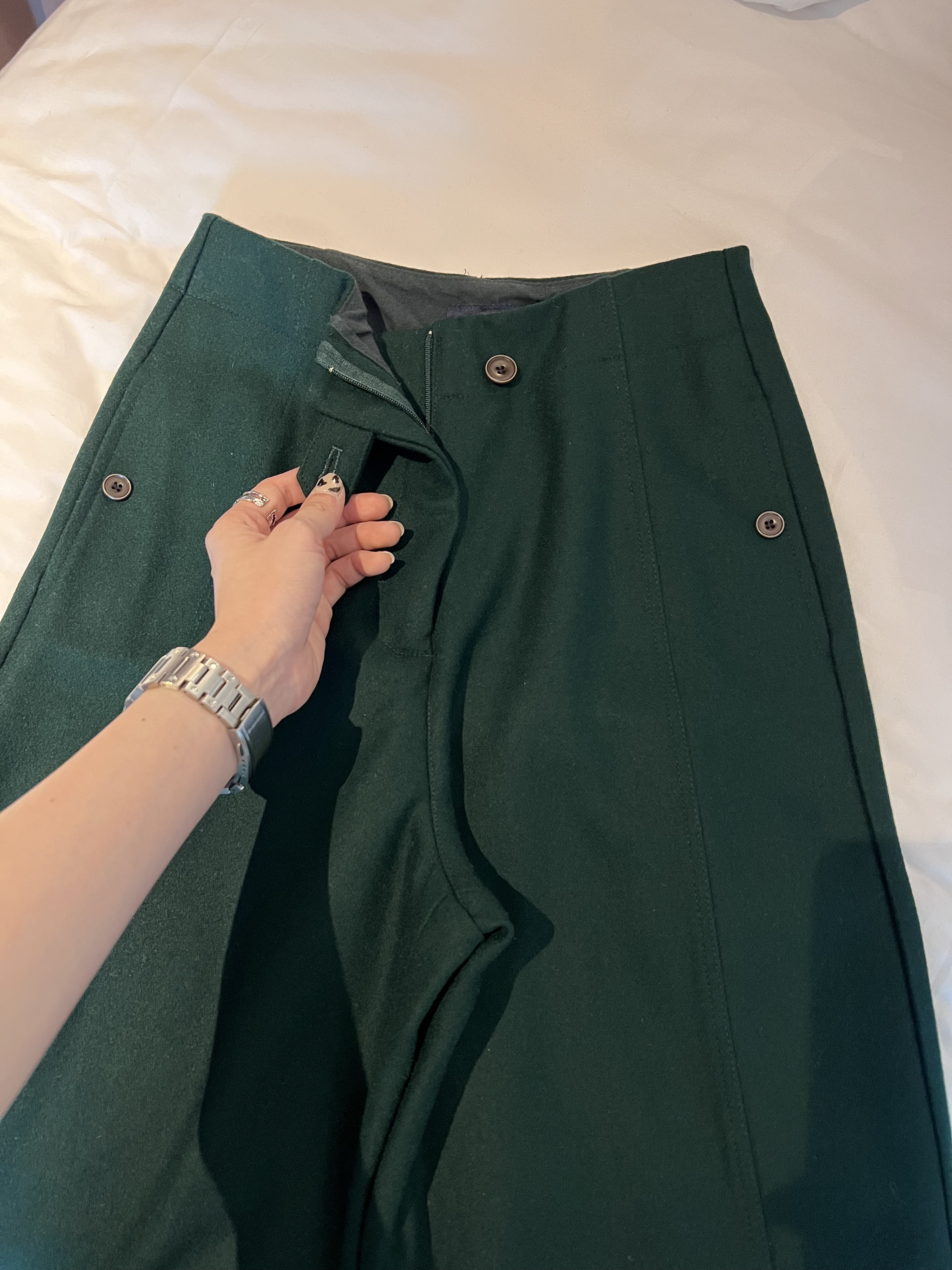 韓國百貨櫥窗前腿壓線羊毛褲/3色2碼/綠