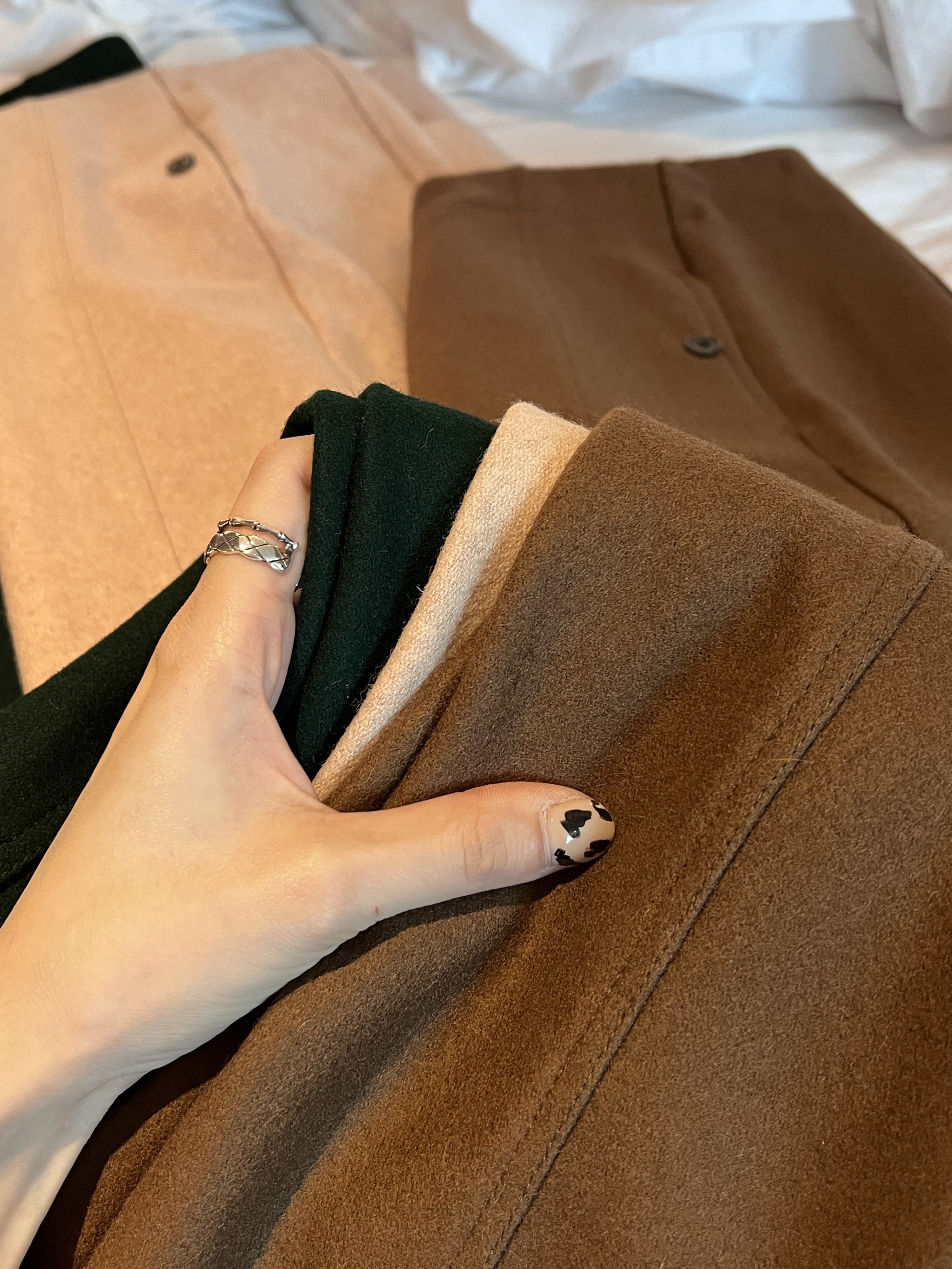 韓國百貨櫥窗前腿壓線羊毛褲/3色2碼/咖