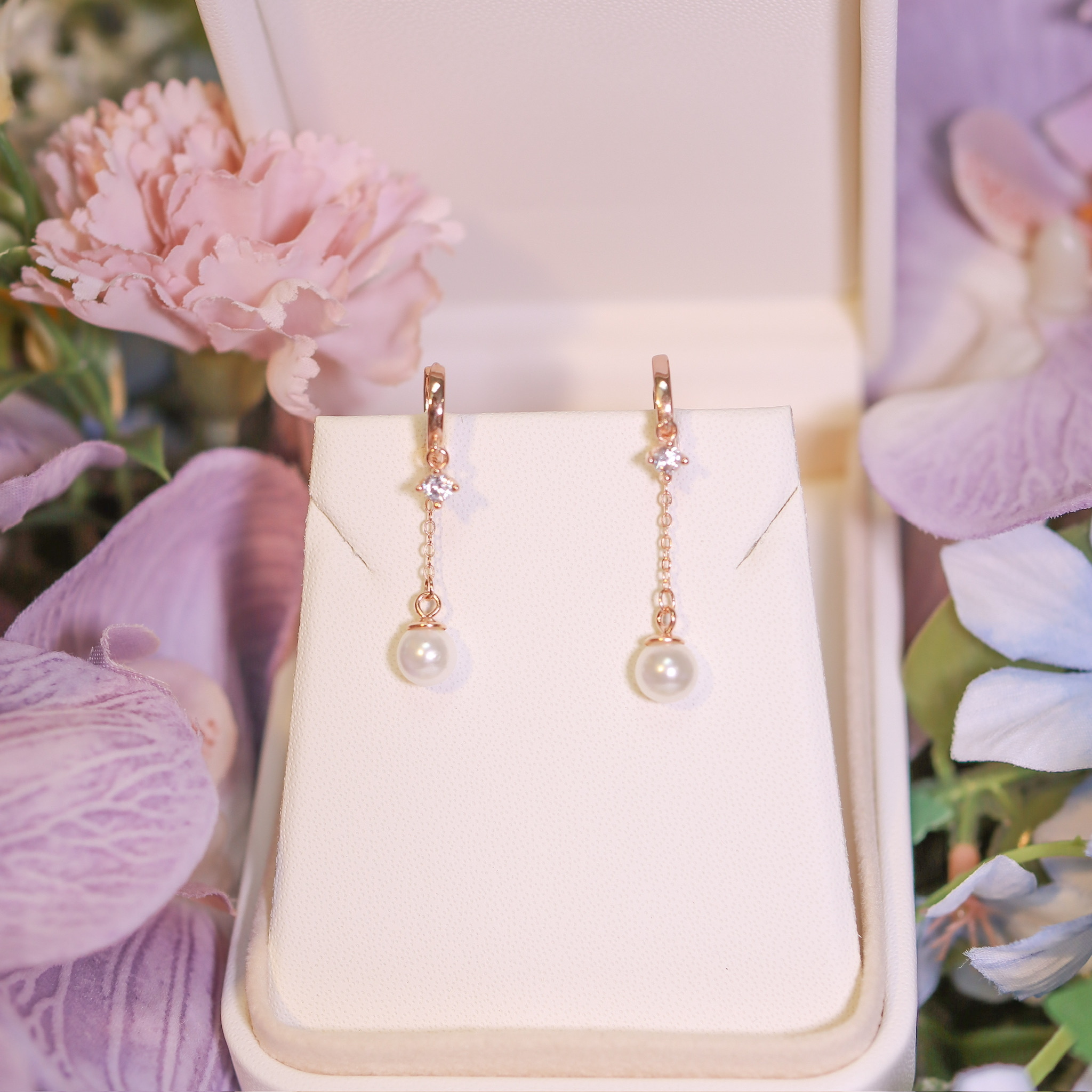 | 925 Silver・White Gold・Rose Gold・Pearl | Curtain Of Pearl Earrings（Silver / Rose Gold） | EA0700 |