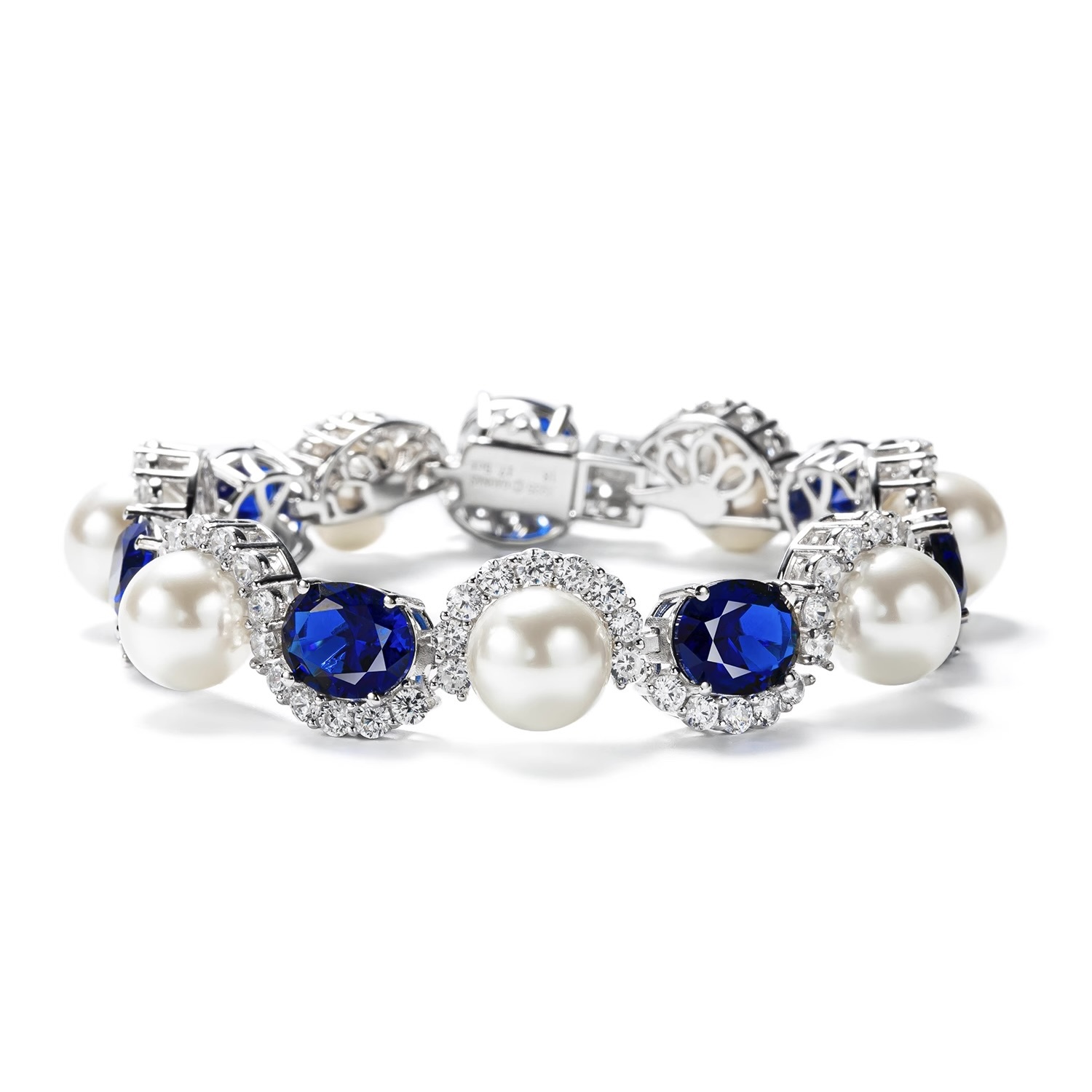 水晶手鍊仿珍珠手鐲  925銀手鐲