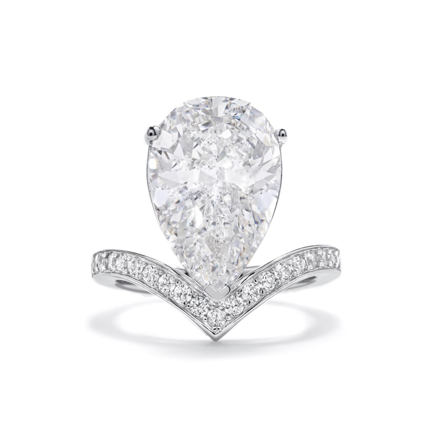 合成鋯石水滴戒指  925銀戒指