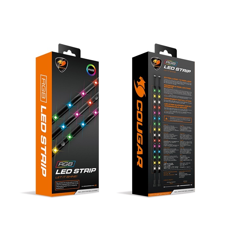 米特3C數位–COUGAR 美洲獅 RGB LED Strip 幻彩 ARGB燈條/長45公分/15顆LED燈/附帶磁鐵