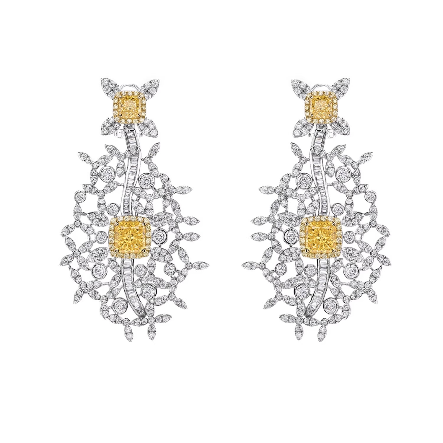 黃鋯石耳環樹葉耳釘 925銀耳釘