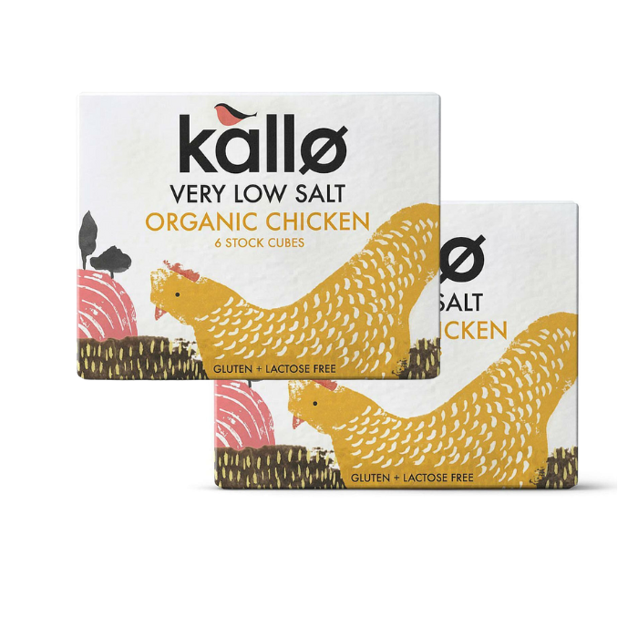 Kallo 有機極低鹽雞肉湯粒 x2 盒(6粒) (70402D)