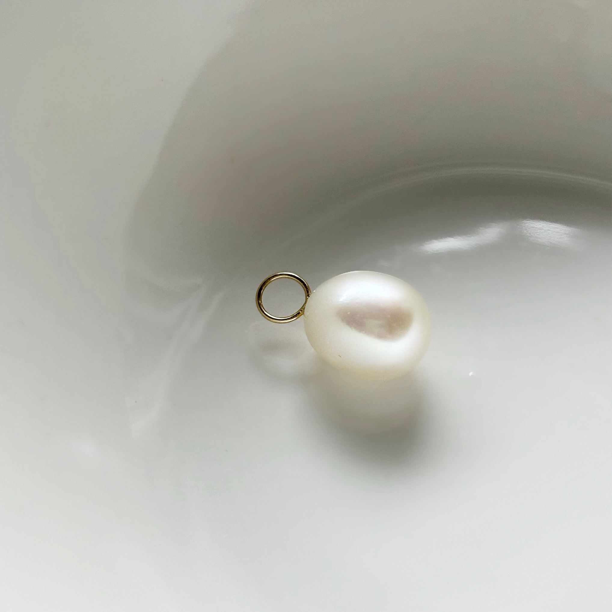 14k橢圓大珍珠耳墜