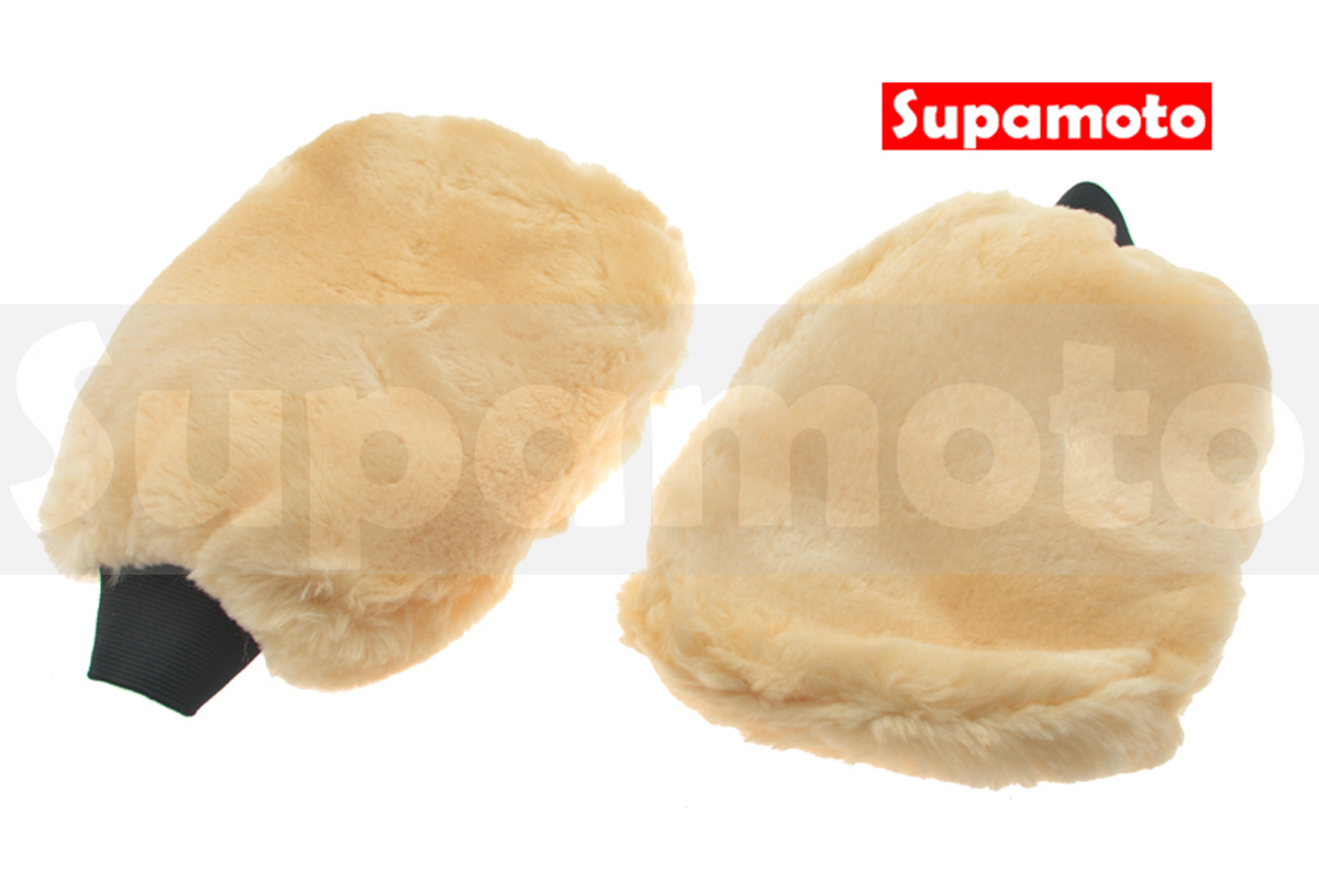 -Supamoto- 雙面 羊毛 汽車 洗車 手套 海綿 清潔 短毛 仿羊毛 輪框 擦車 輪框 玻璃