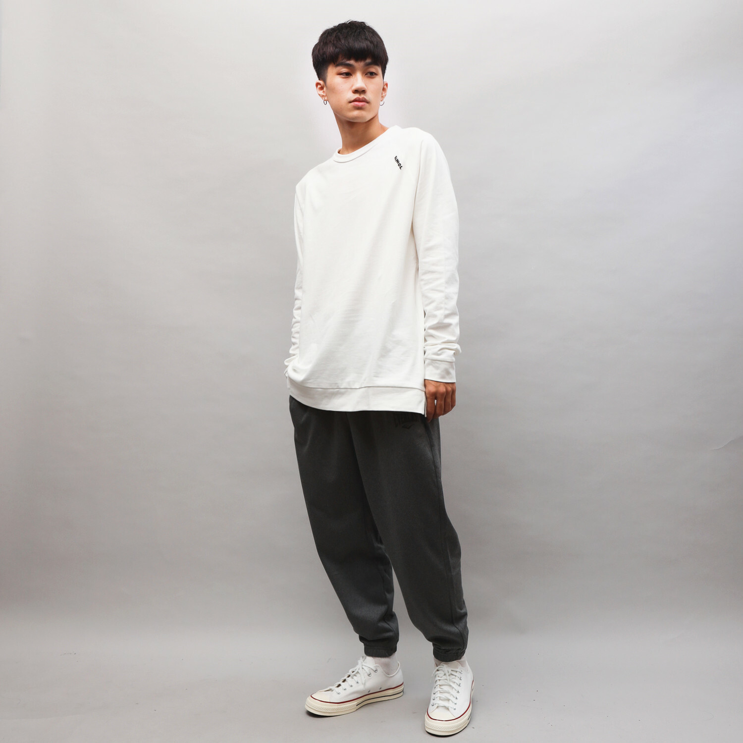 KANGOL 中性 白 胸口刺繡小Logo 微高領薄T 6255101700