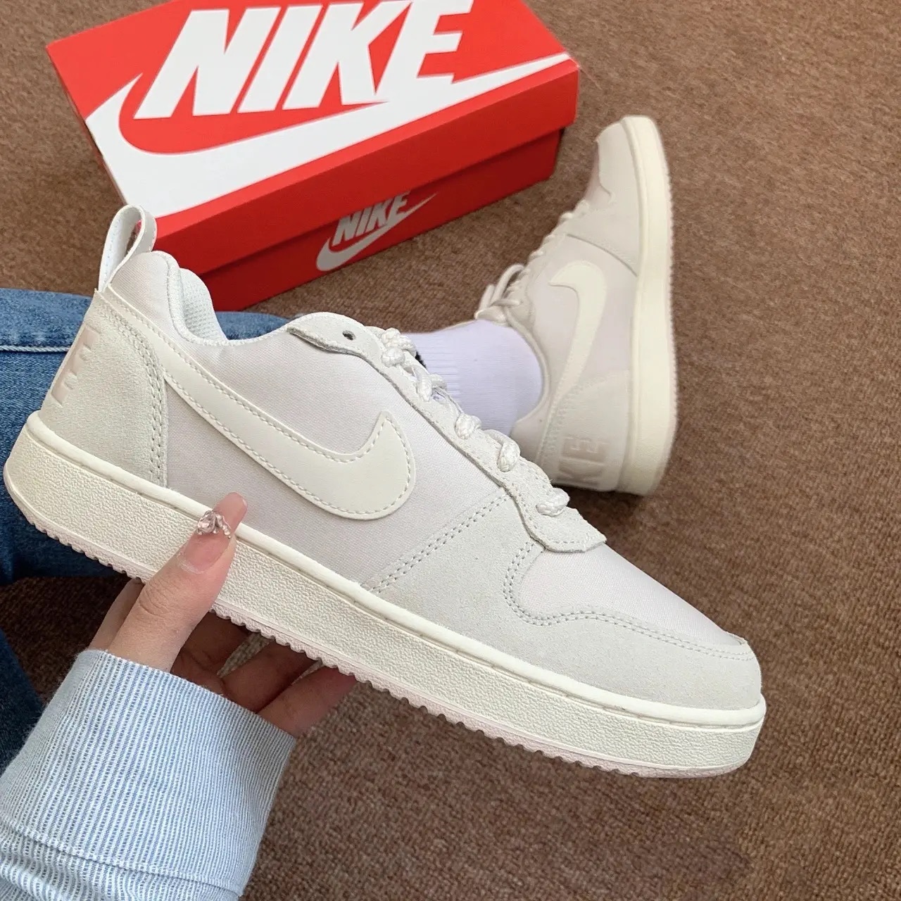 NIKE COURT BOROUGH LOW PRM 米灰 米色 麂皮 女鞋 861533-101 / 預購