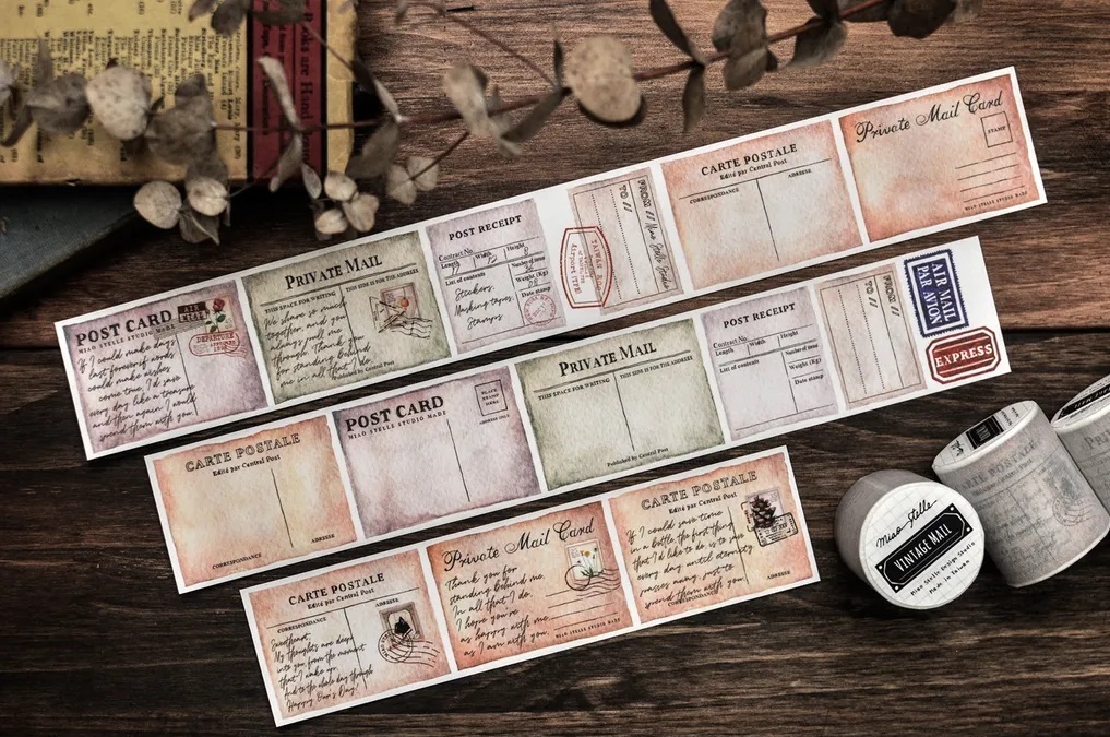 喵吉星．Vintage Mail 復古郵件 5cm日本和紙膠帶 <整捲/分裝>