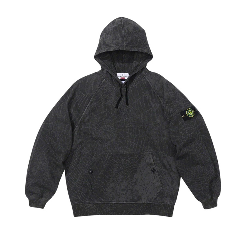 SUPREME STONE ISLAND HOODED SWEATSHIRT (FW23) BLACK SUP