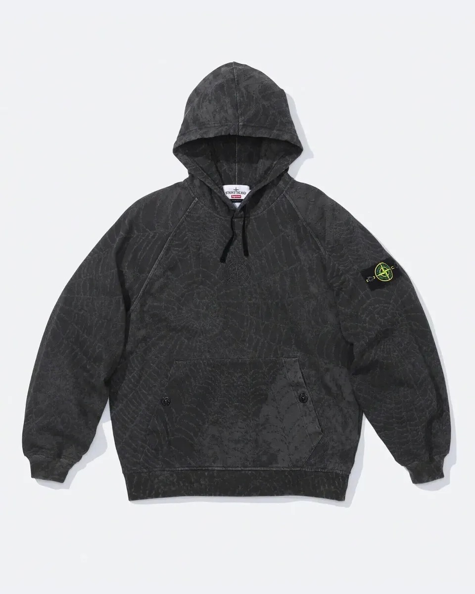 SUPREME STONE ISLAND HOODED SWEATSHIRT (FW23) BLACK SUP
