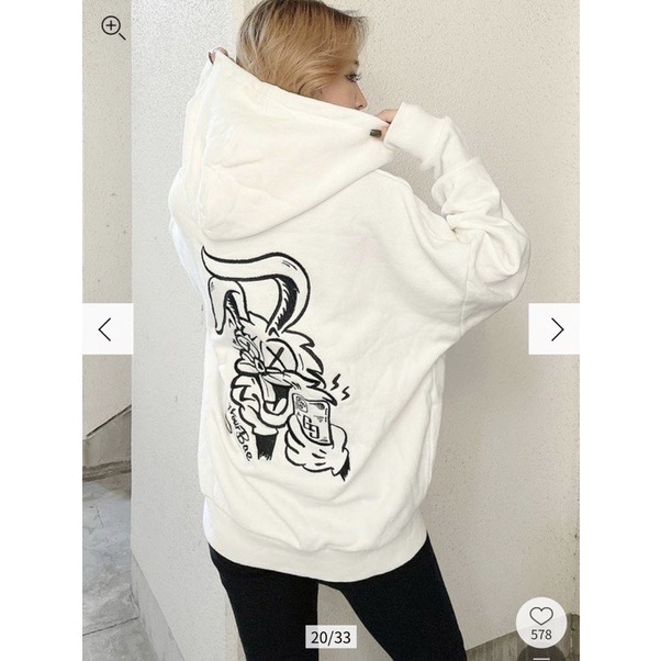 日本品牌GYDA正品美式LA GIRL厚實經典兔子刺繡連帽T