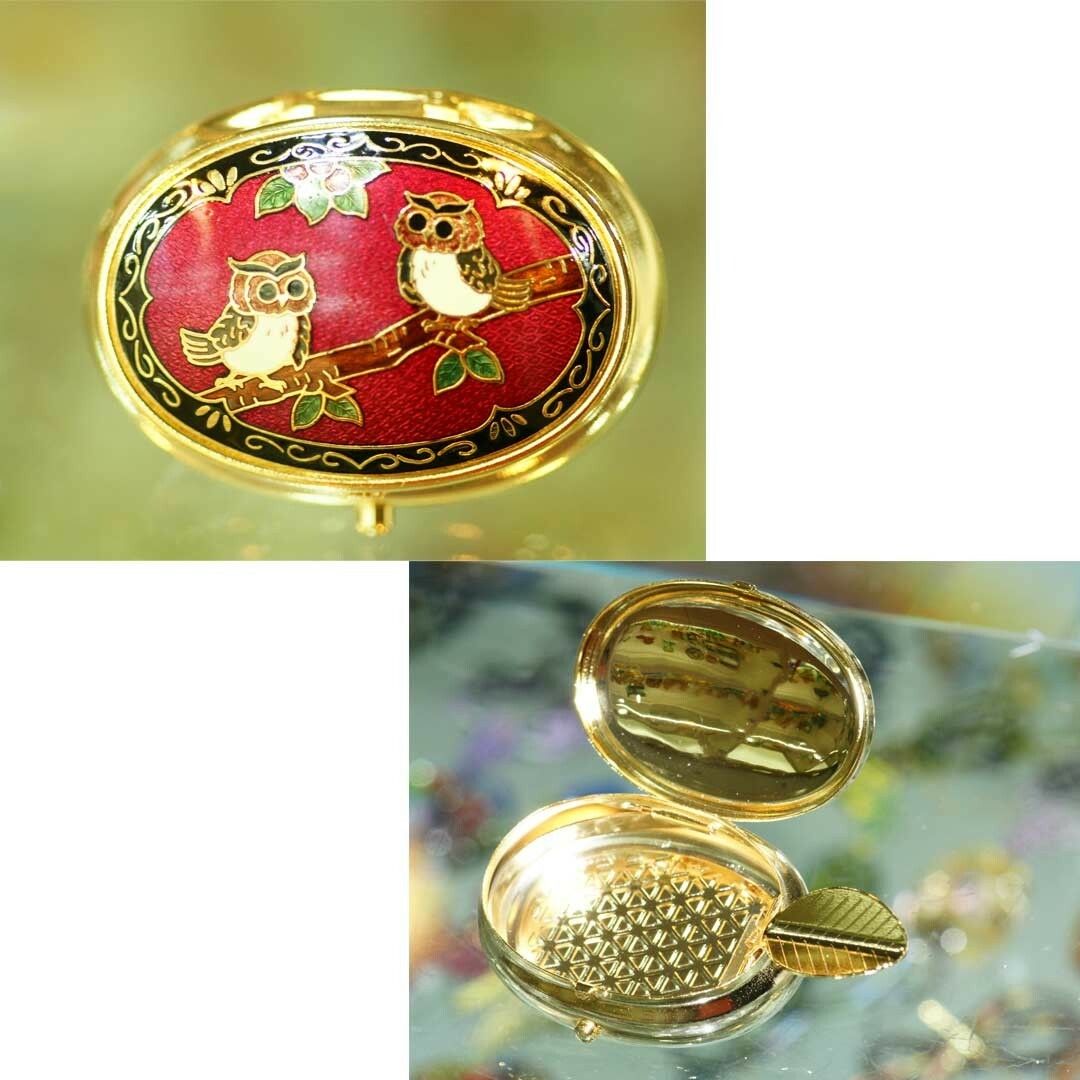 景泰藍旅行用隨身煙蒂盒-大橢圓‧貓頭鷹(顏色隨機出貨)
