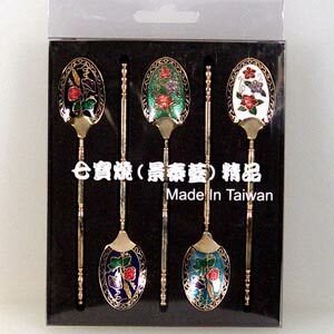 台灣紀念品 景泰藍-花草-5入裝(顏色隨機出貨)