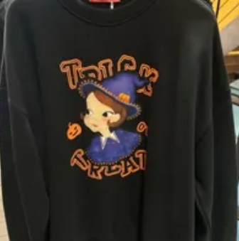 [S] YSW RIA TRICK OR TREAT HALLOWEEN PRINT SWEAT SHIRT,BLACK, H4WSW11BKRAF (SYW243)
