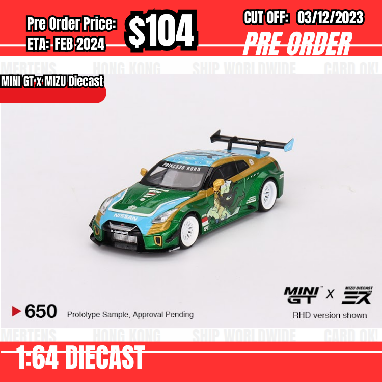 PO-$104 * Mini GT * 1:64  #650 LB-Silhouette WORKS GT NISSAN 35GT-RR Ver.2  “RORO”  MINI GT x MIZU Diecast RHD [OD20/11]