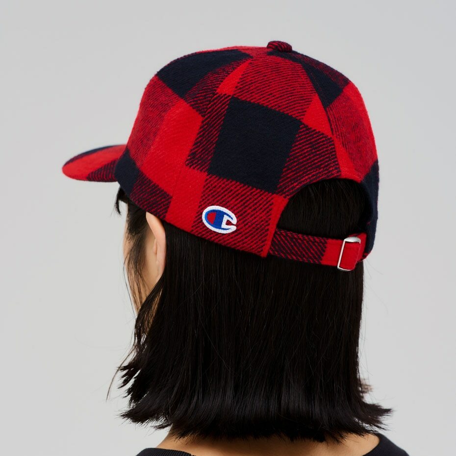 中性-日系絨布格紋棒球帽-紅x黑（C8-Y703C-098）