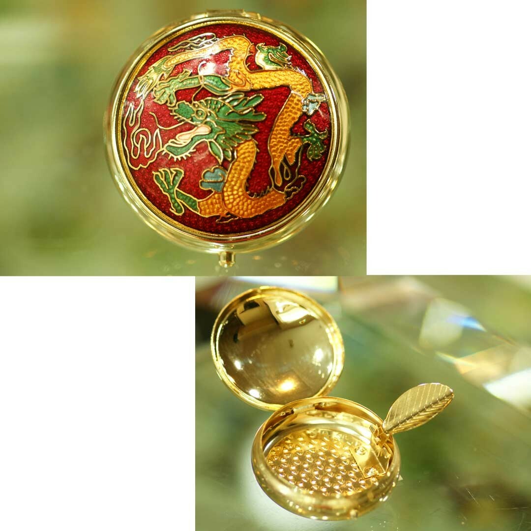 景泰藍旅行用隨身煙蒂盒-大圓‧祥龍(顏色隨機出貨)