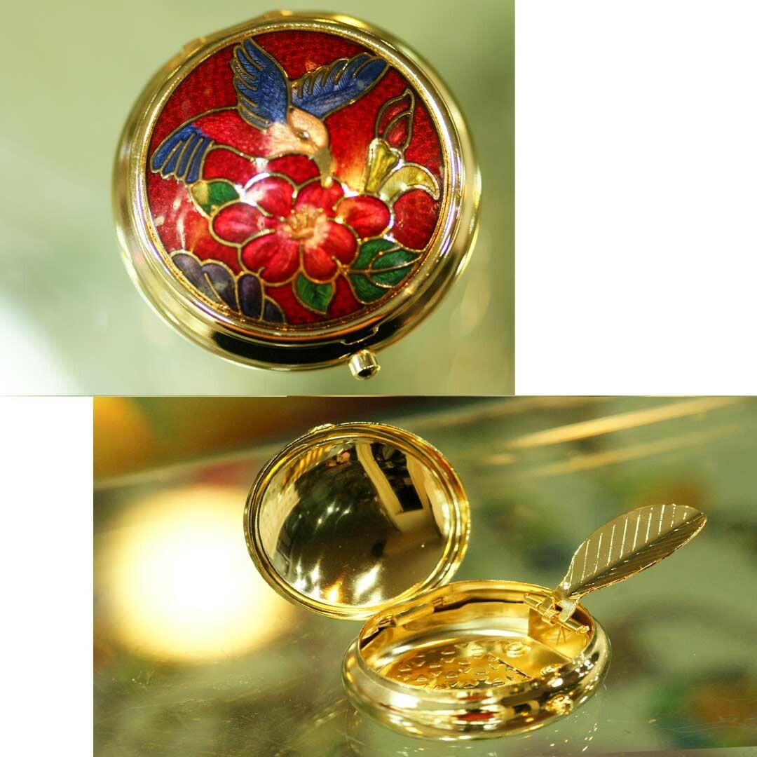 景泰藍旅行用隨身煙蒂盒-大圓‧蜂鳥