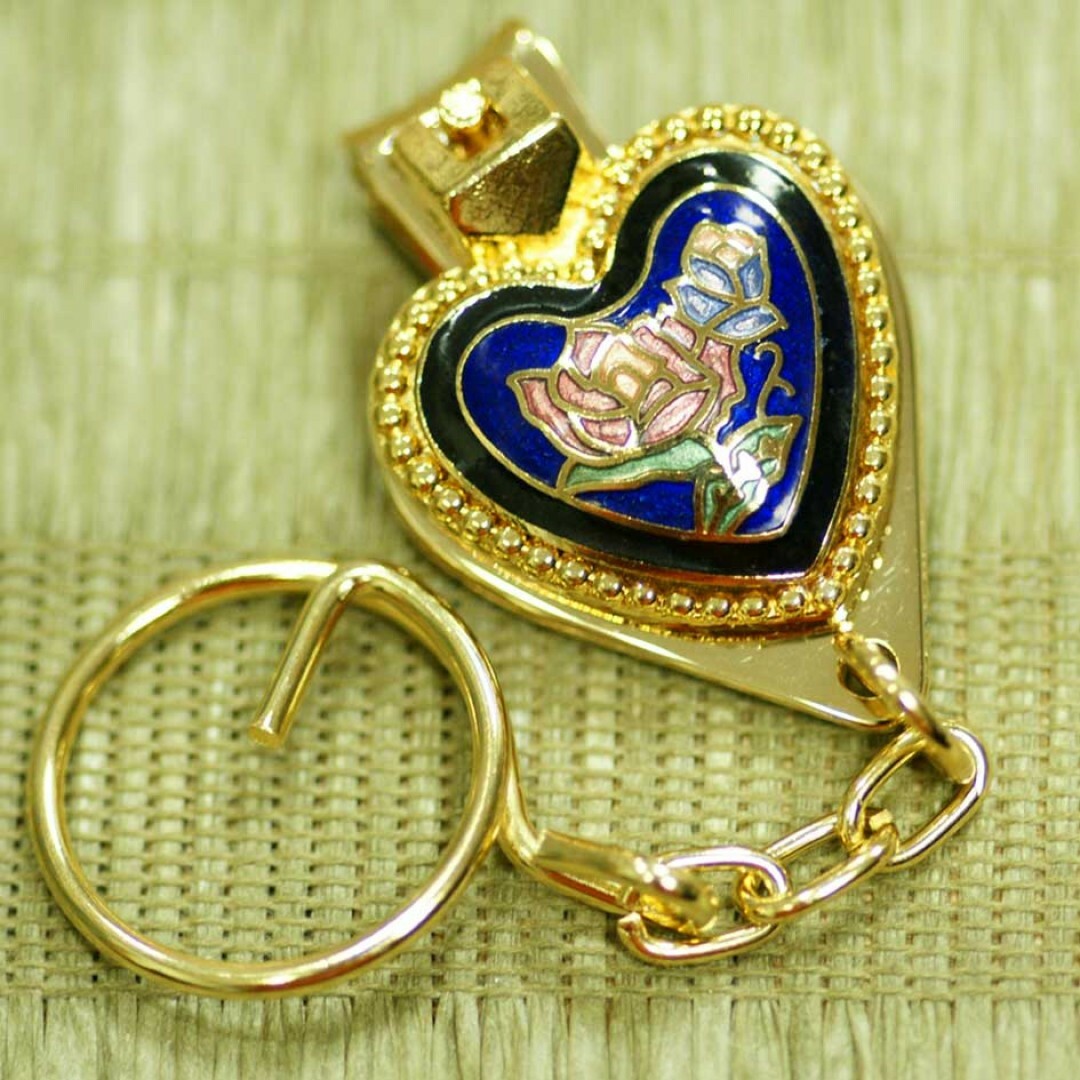 景泰藍 指甲刀鎖圈-心形‧花草(顏色隨機出貨)