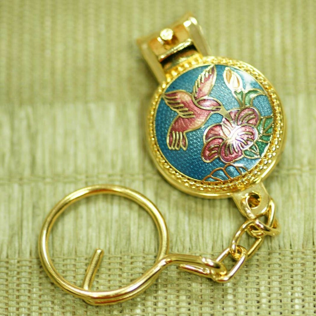 景泰藍 指甲刀鎖圈-圓形蜂鳥(顏色隨機出貨)