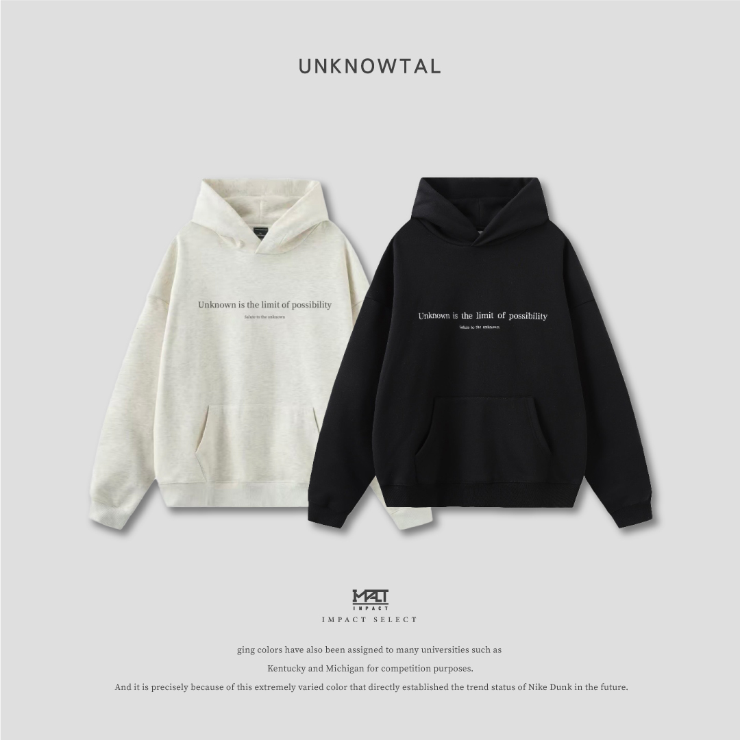 UNKNOWTAL 字母標語 帽T 帽踢 加絨 加厚 花灰/純黑